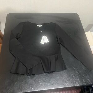 Black Long Sleeve Peplum Top